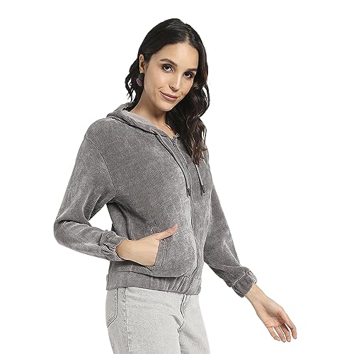 Image of Campus Sutra Women Cotton Hooded Neck Sweatshirt
