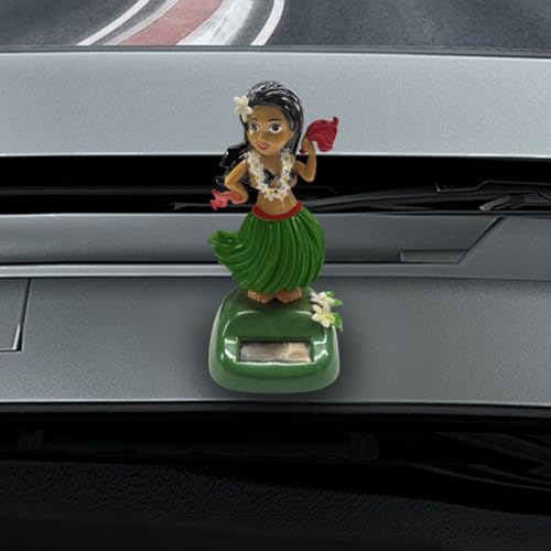 KPFILEH Solar Powered Hula Girl Dancing Car Dashboard Decorations Cute Swing Hawaiian Auto Dash Figure Ornament with Shaking Head Vehicle Interior Accessories for Car Home Desktop(Green)
