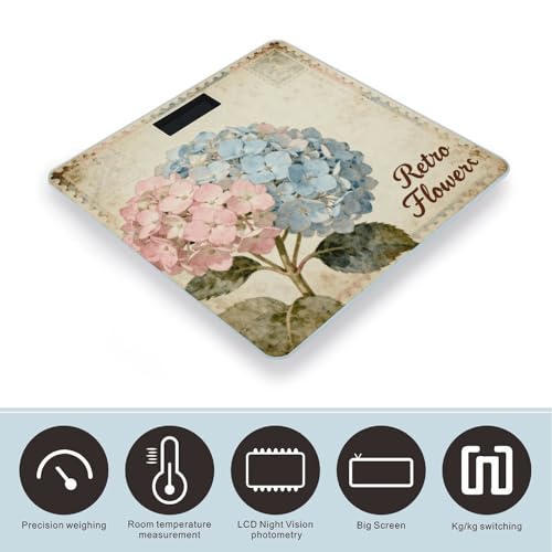 Báscula Digital para Baño Retro Flores Precisa y Estable miniatura 3