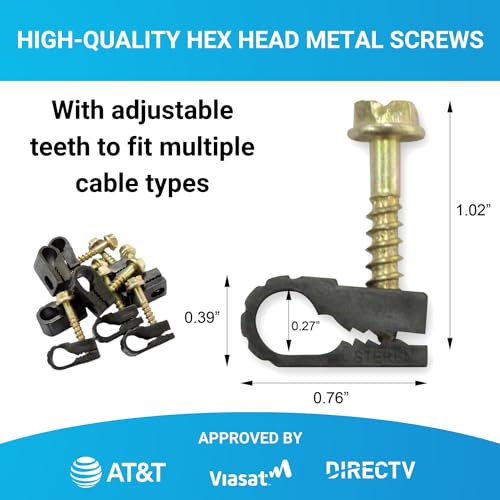 Steren FBA_200-963BK Coaxial Cable Clips - Cable Holder - Wire Clips - Siding Clips For Hanging - Cord Holder For Desk - Cable Clamps thumb #5
