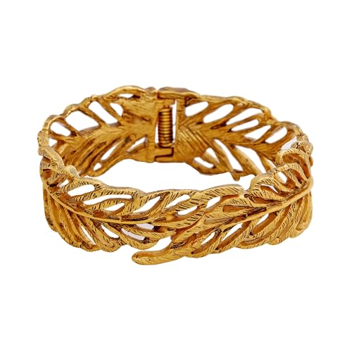 Estele 24 Kt Gold Plated Fern Cuff bracelet for women (B08D15LGR1) Amazon Price History, Amazon Price Tracker