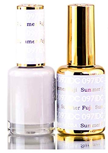 DND DC Blues & Greens GEL POLISH DUO, Gel Lacquer 0.5 oz + Matching Nail Polish Color 0.5 oz, Daisy Nails (with Glitter) Made in USA (Summer Fuji (097))