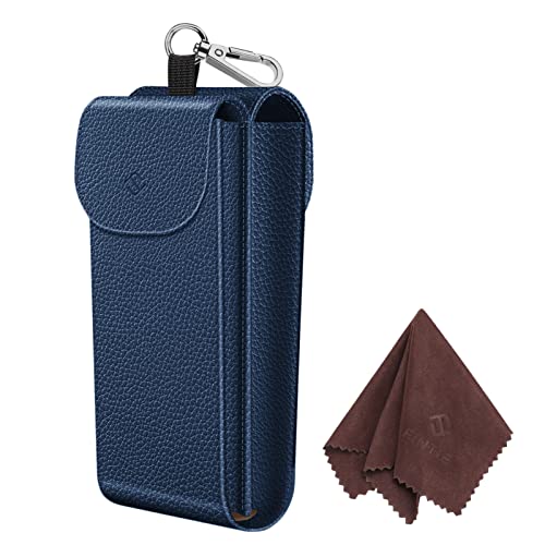 Image of FINTIE Double Glasses Case with Carabiner Hook, Portable Vegan Leather Eyeglass Case Anti-scratch Sunglasses Pouch