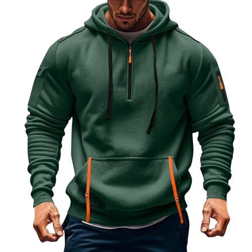 Fall Winter Quarter Zip Hoodie Men Pullover Tactical Sweatshirt Vintage Long Sleeve Casual Hoodies with Pockets