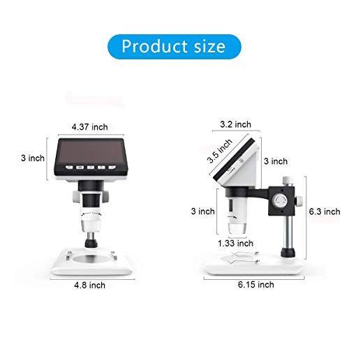 Image of SMILEDRIVE Digital HD Microscope with 4.3 inches Colour Screen | 50-1000x adjustable Magnification, USB Connection with Laptop, PC, Built-in MicroSD card slot (32GB)