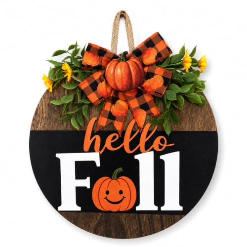 Image of Fall Wreaths for Front Door Thanksgiving Wreath Harvest Pumpkin Autumn Decor (Fall Wreath)