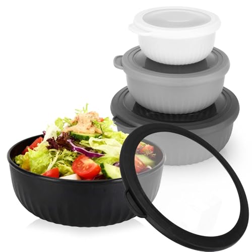 Alitree Salatschüssel Set Groß Mit Deckel 4er Set, Vorratsdosen...