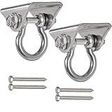 WAREMAID 2個ステンレス スチール 180度 ブランコ 天井 フック、ブランコ 吊りフック、ハンモック チェアー 取り付け金具、吊り金具 用 室内 屋外 空中ヨガ 木製 天井 ブランコ セット 遊び場 ジム サンドバッグストラップ ロープ タイヤ ボクシング ブランコ フック ハンガー、耐荷重800kg