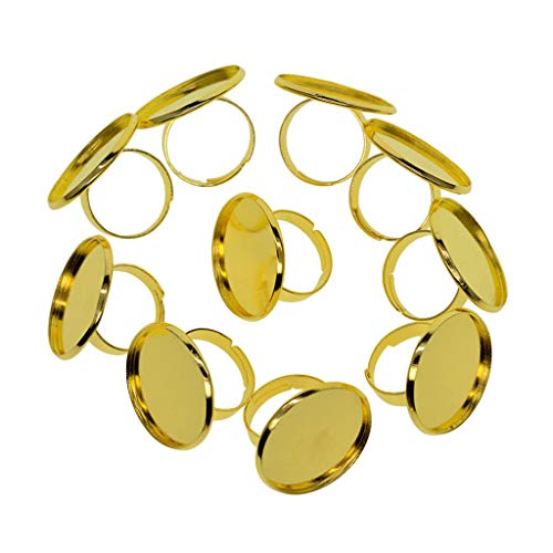 10本入り 調整可能なリングベースブランク リング金具 25 mm カボション ゴールド