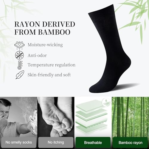 Image of Niorasen Mens Dress Socks, 6 Pairs Soft Breathable Bamboo Rayon, Classic Mid Calf Socks for Men with Box,Valentines Day