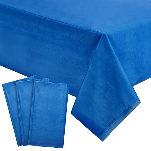 Image of Juvale Blue Tablecloth - 54 x 108 in, Pack of 3, Rectangular - Disposable Tablecloth & Plastic Table Cover for Parties & Easy Cleanup & Protection