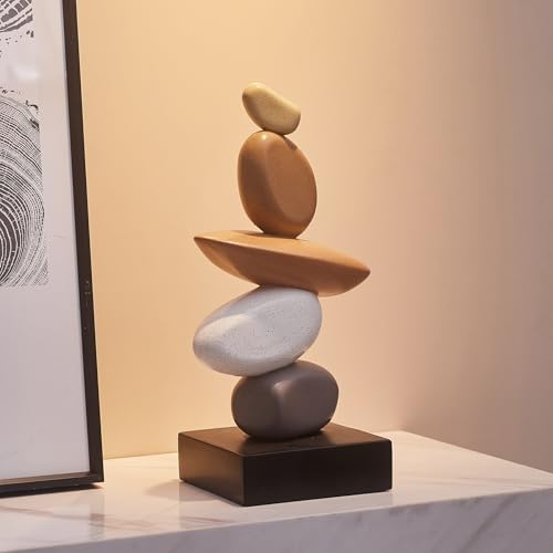 Simulierte Sandstein Skulptur Deko für Wohnzimmer Moderne Harz Stein Skulpturen für Couchtisch Dekorationen Bunt Statue für Regal Bücherregal Deko Geschenke für viel Glück Gesundheit Stärke