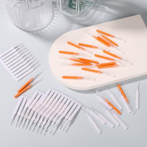 Image of 80pcs Shower Head Cleaner Picks Tools, Including 30 Cleaning Brushes & 50 Showerhead Hole Brushes Practical Unclogger Tools for Small Holes Sink Gaps (Orange, White)