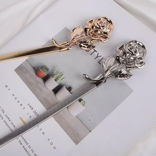 Decoration Dress All-Match Waist Belt Metal Elastic Thin Belt with Rose Flower Matching Skirt Waist Chain for Women3