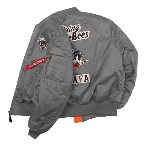 ワッペン 刺繍 中綿 フライトジャケット メンズ 秋冬 ma-1 ジャケット ナイロン ジャンパー ミリタリージャケット 防寒 エムエーワン アウター カジュアル 撥水 ブルゾン かっこいい おしゃれ 大きいサイズ F1121B