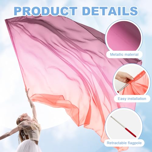 Image of Jecery 2 Pack Praise Dance Worship Flags, 35''x 55'', Orange Red Purple