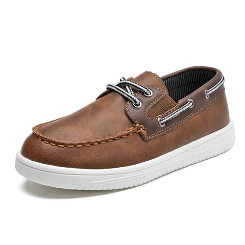 PPXID Mocassins Confortable Chaussures Plates Respirantes Garçon Chaussures de Ville Mariage Chaussure Costume Enfant pour École -Brun 34