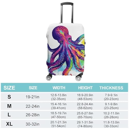 Colorful Octopus Printed Luggage Cover Protector, Fits 18-32 Inch Luggage2