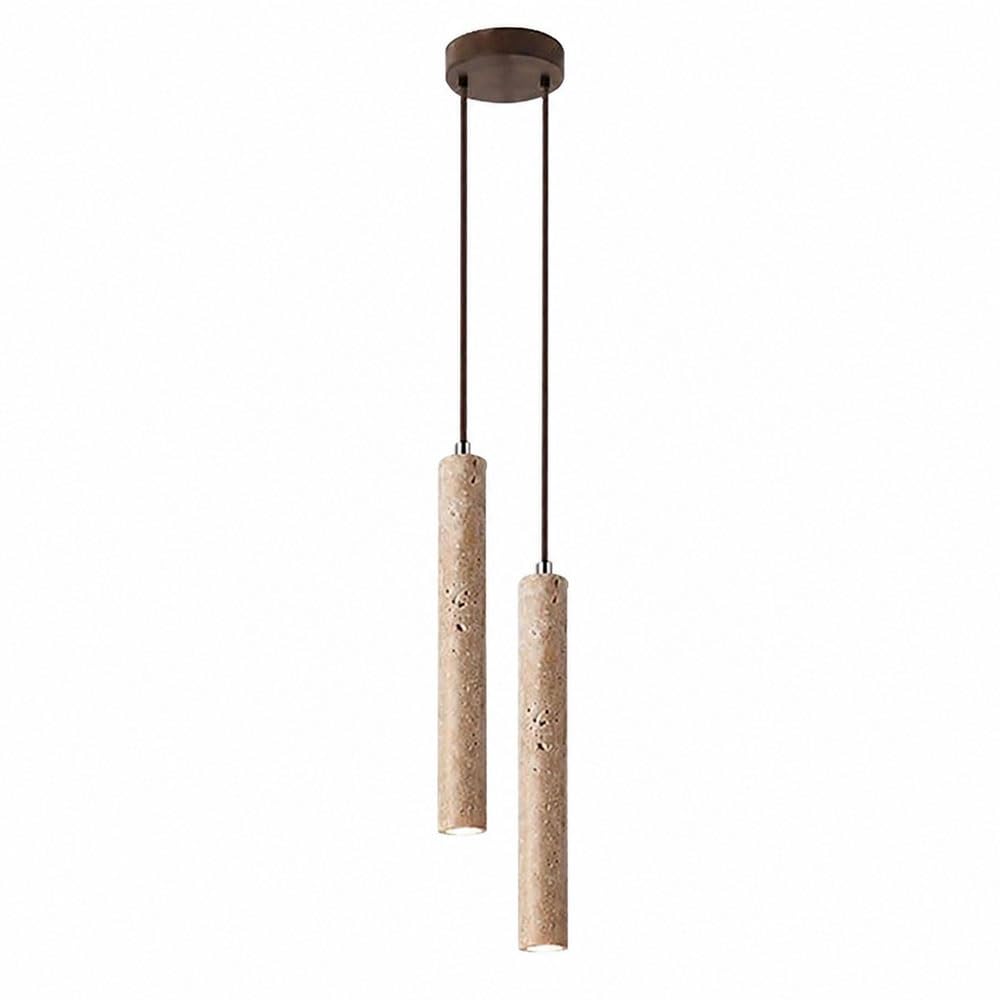 LUOYAOB Natural Stone Cylinder Pendant Light Mini Wabi Sabi Hanging Lamp Retro Ceiling Light Fixture 2 Pack for Bedroom Bedside Kitchen Island Dining Room