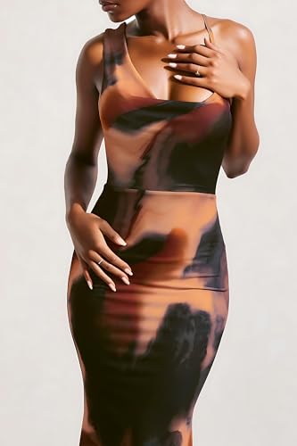 Image of Bodycon Dresses for Women Strap Cowl Neck Backless Floral Party Maxi Dress