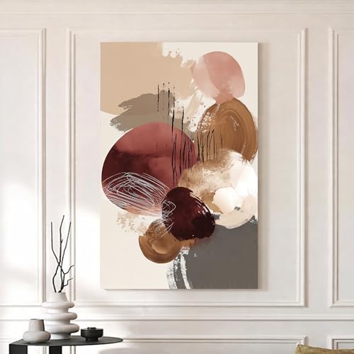 Image of Abstract Gesture Stretched Canvas Painting For Living Room | Multicolor Minimal Flow Stretched Canvas Wall Art For Livingroom Home Decor, Bedroom, Hallway's, Office, Hotel - 56x86 cm