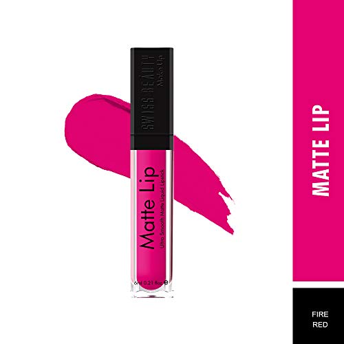 Image of Swiss Beauty Ultra Smooth Matte Lip Liquid Lipstick, Smooth Lip Color, Weightless Finish, Silky Matte Finish, Shade- Fire Red, 6ml (Pack of 2)