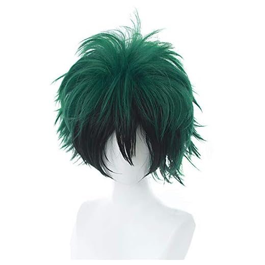 OSIAS Peluca Cosplay Anime, Peluca Fiesta Halloween, Redecilla Gratis(Midoriya Izuku)