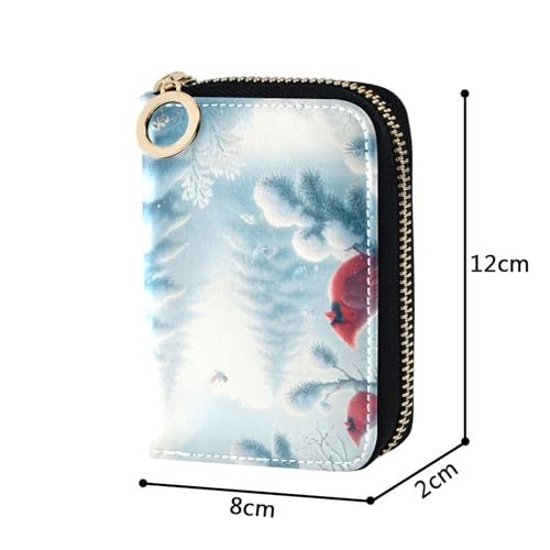 Minimalist Women's Wallet Zip Around RFID Blocking Credit Card Holders Winter Red Birds Snow Coin Purse Wallet with Zipper3