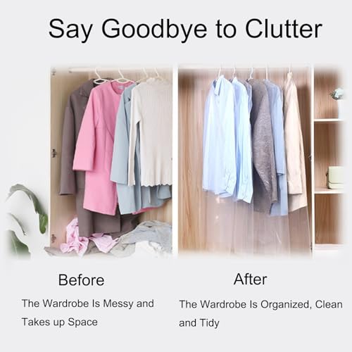 Clear Garment Bags, Plastic Covers for Clothes for Closet Storage with Zipper Clothing Covers Protector for Wardrobe(60x130cm/24x51in)3