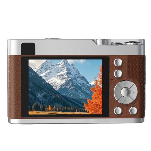 Fockety Fotocamera Digitale 4K, Autofocus da 48 MP 16x Zoom da 2,8 Pollici Screen Telecamera Viaggio Compatta con Scheda, Fotografie Video Vlogging Principianti (BROWN)