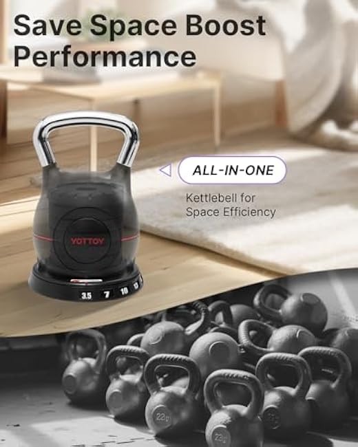YOTTOY Adjustable Kettlebell,3.5-22.5LB Kettlebells Adjustable Set,Strength Training Kettlebells for Home Gym