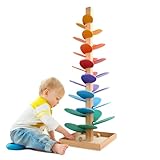 Holz-Kugelbahn Klangbaum Lernspielzeug für Kinder, Musikbaumspielzeug, klangbaum Holz, Montessori Spielzeug Ab 3 Jahre mit 10 Regenbogenbälle, 6 Bunte Ebenen Für Mädchen Junge