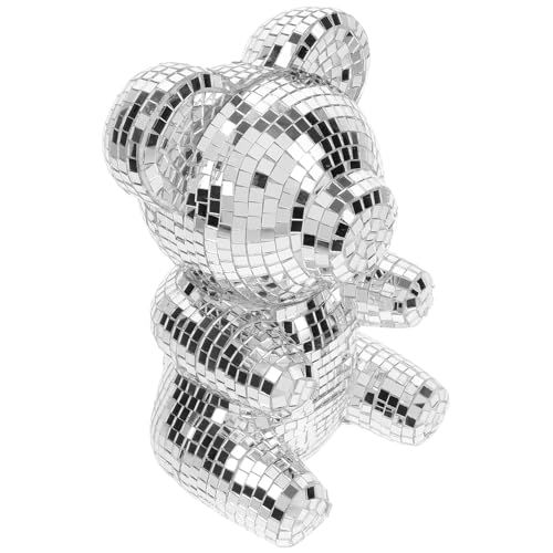 Ours Décoratif en Verre Miroir Petite Boule Disco
