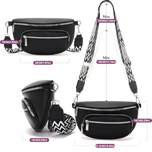 Sasrymnl kleine bauchtasche damen Schwarz umhängetasche damen klein gürteltasche Veganes Leder brusttasche handtasche crossbody bag