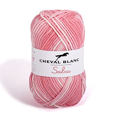 Laines Cheval Blanc - SALSA JACQUARD pelote de fil à tricoter été 60% coton 40% acrylique 50g - Fil d'été pour créer de jolis imprimés jacquard