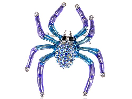 Alilang Blue Sapphire AB Rhinestone Insect Bug Spider Broach Pin