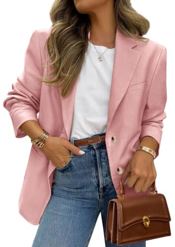 PRETTYGARDEN 2026 Blazers for Women Business Casual,Grey Pink,M