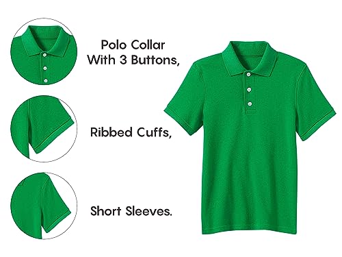 Image of Galaxy by Harvic Polo Shirt for Boys - 5 Pack School Uniform for Boys, Tagless Cotton Blend - Soft Comfortable Everyday Wear