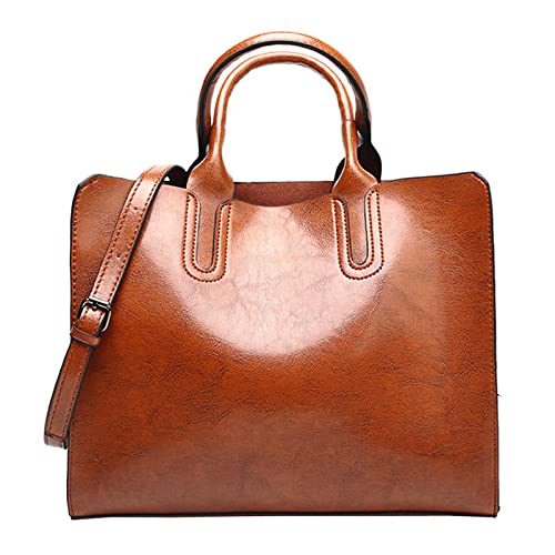 oshhni Bolsa feminina de grande capacidade bolsa de ombro vintage bolsa de trabalho Bolsa leve para o dia a diaBolsa de couro PU bolsa feminina bolsa de ombro portátil Bolsa de ombro feminina