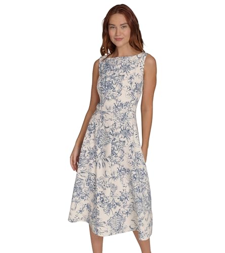 Image of Tommy Hilfiger Women's Sleeveless Boat Neck Fit & Flare Midi Dress