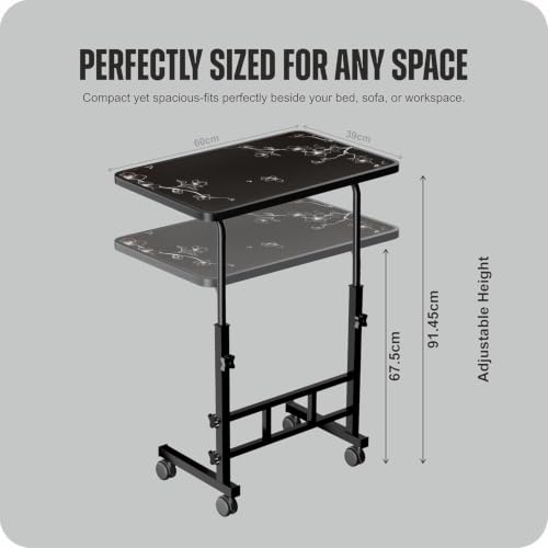 Image of VAAYU Multi-Purpose Laptop Table, Study Table| Bed Table| Adjustable Height, Portable for Office, Work Form Home | DIY Table, Easy to Assemble, Engineered (A-Flower Black)