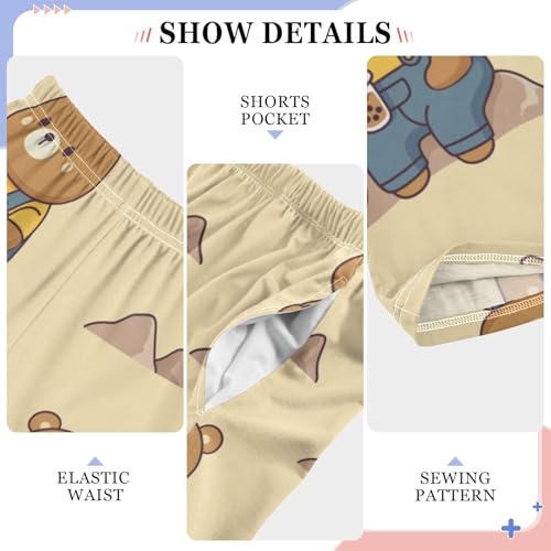 Boys' Pants Brown Bear Mountains Yellow Long Bottoms Jogger Pants Elastic Waist Trousers with Pockets S-XL4