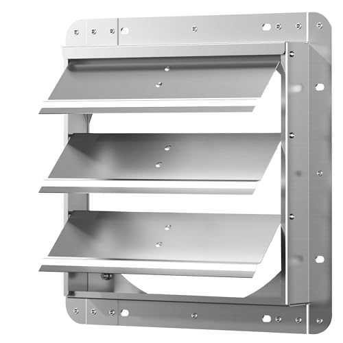 10 Inch Galvanized Shutter Exhaust Louver Vent, Automatic Gravity Shutter Louver Vent for Home Attics, Workshops, Barn, Greenhouse (Motor&Blades are not Included)
