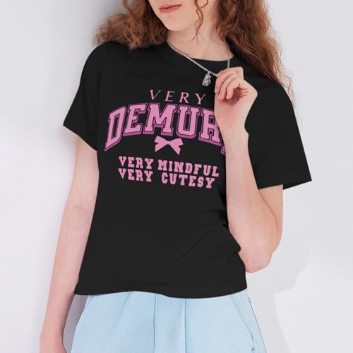 Bow Shirt Preppy Aesthetic Cute Shirts for Teens Girls Letter Printed Coquette Cotton T Shirts Summer Casual Tops4