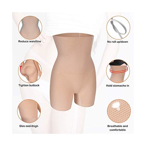 Nebility-Women-Waist-Trainer-Shapewear-Tummy-Control-Body-Shaper-Shorts-Hi-Waist-Butt-Lifter-Thigh-Slimmer Nebility Women Waist Trainer Shapewear Tummy Control Body Shaper Shorts Hi-Waist Butt Lifter Thigh Slimmer (XL/2XL, Beige)