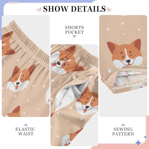 Boys' Pants Cute Dog Corgi Polka Dot Long Bottoms Jogger Pants Elastic Waist Trousers with Pockets S-XL4