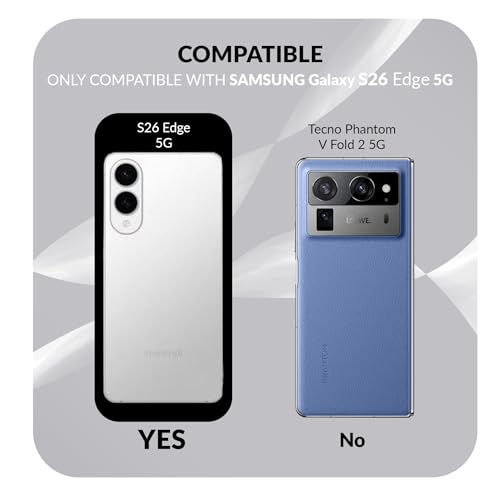 Image of ShieldTech Mobile Phone Case Cover for Samsung Galaxy S26 Edge 5G with Screen Guard | Mag-Safe Compatible TPU Shockproof Back Cover Case for Samsung Galaxy S26 Edge | Transparent Black