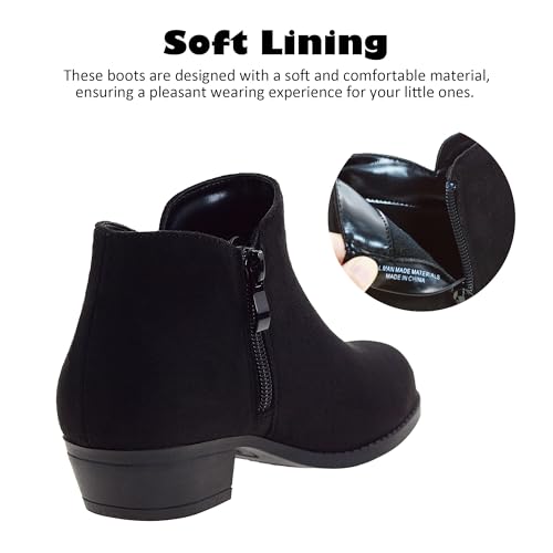 Girls Boots Girls Ankle Booties Low Heel Side Zipper Warm Outdoor Water Resistant Shoes for Toddler Little Big Kids3