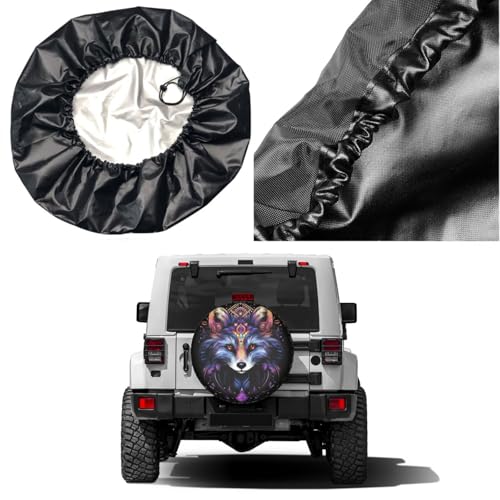 Image of Delerain Bohemian Mandala Fox Spare Tire Cover Wheel Protectors Sun Protector Waterproof for Trailer RV SUV Truck and Many Vehicle(16 Inch for Diameter 29 inch-31 inch)