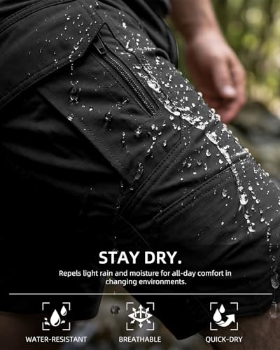 Men's Cargo Shorts Waterproof Quick Dry Outdoor Tactical Hiking Shorts for Casual Camping & Work Multi Pockets (No Belt) - Image 7